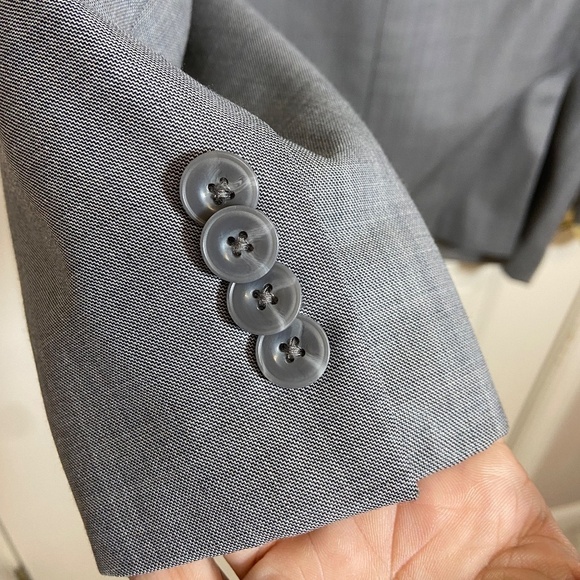 Michael Kors Mens 2 Button Sport Jacket Grey Striped Wool Blend Stretch Wedding - Picture 3 of 6